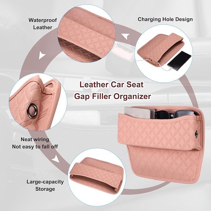 HARFINGTON 2pcs Car Seat Gap Filler Organizer 11.5 x 8 x 2.1 Inch Leather - Image 3