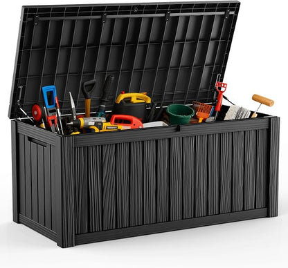 DRATO 120 Gallon Large Deck Box, Outdoor Storage Box by DRATOprovidesawarmandcozy