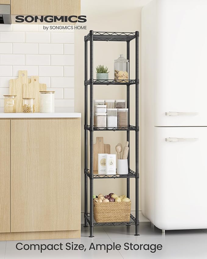SONGMICS Storage Shelf, Metal Wire Shelving Unit, 5 Tier, Ink Black | Small - Image 3