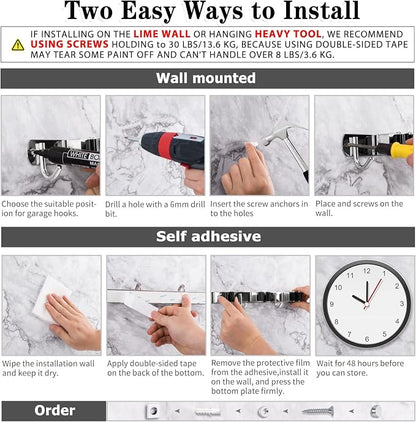 3 Racks and 4 Hooks Broom and Mop Holder Wall Mounted Garage Organizer Storage - Image 5