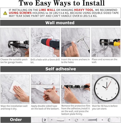 2 Pack 3 Racks and 4 Hooks Broom and Mop Holder Wall Mounted Garage Organizer - Image 5