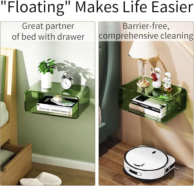 Acrylic Floating Nightstand, Bedside Table, Nightstand Shelf Wall Mounted - Image 9