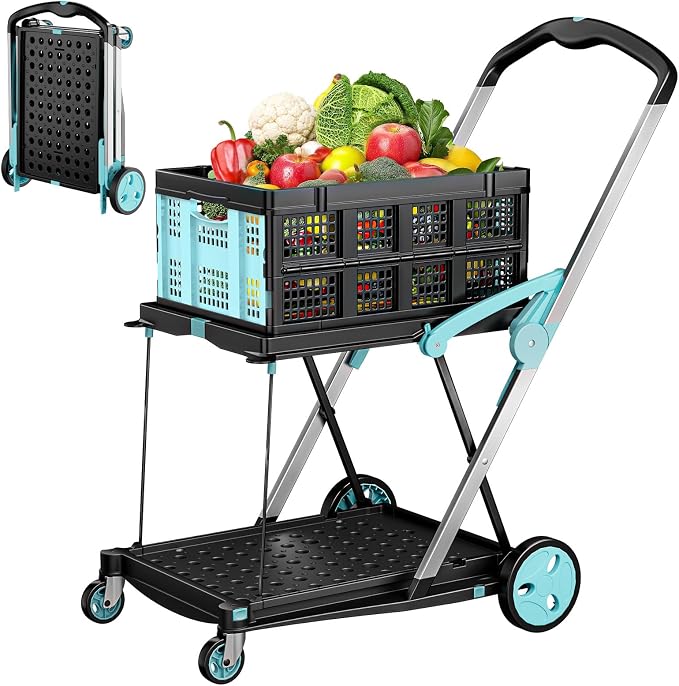 Foldable Shopping Cart, 200 lbs Capacity Grocery Carts on Wheels | by Aratan