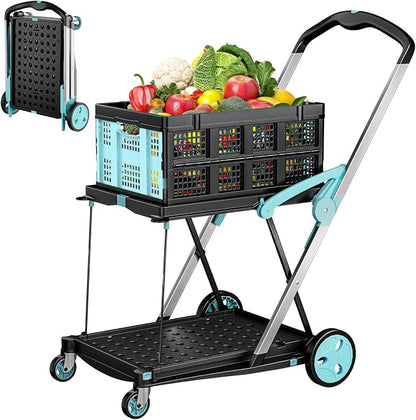 Foldable Shopping Cart, 200 lbs Capacity Grocery Carts on Wheels | by Aratan
