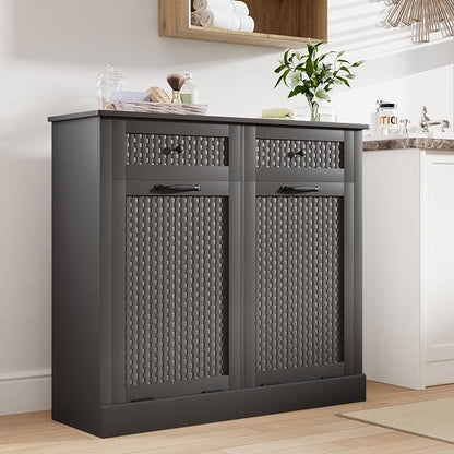 Double Tilt Out Laundry Hamper Cabinet, 10 Gallon Laundry Cabinet - Image 4