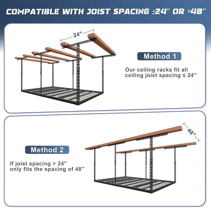 Jusgym 4X6FT Overhead Garage Storage Rack, Heavy Duty Metal Overhead Storage - Image 5