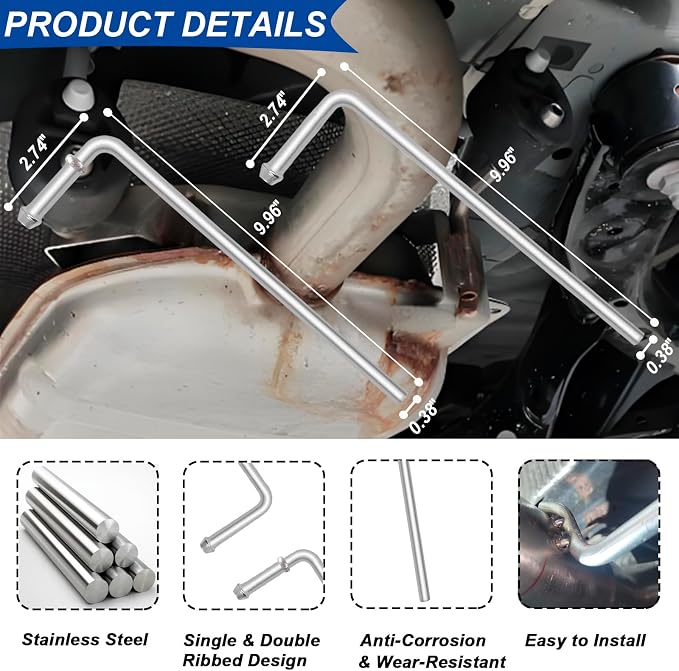 6Pcs 304 Universal Exhaust Hanger Rods - Image 2
