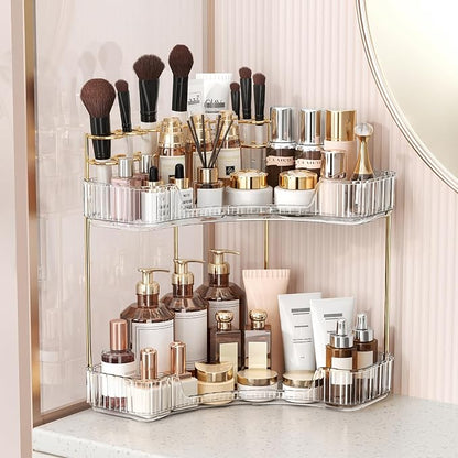 BEFSOP Corner Bathroom Counter Organizer, Upgraded 2-Tier Makeup Organizer by Homelifeassistant