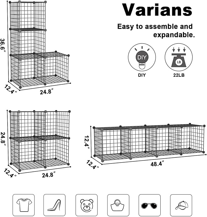 C&AHOME Wire Cube Storage, 4-Cube Storage Organizer Metal, C Grids Storage Bins - Image 3