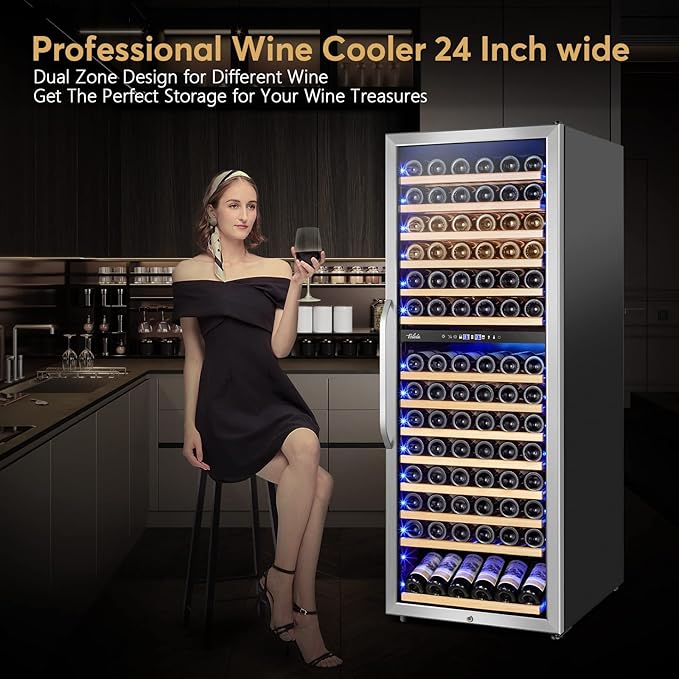 24 Inch Wine Cooler Fridge Dual Zone, Professional Large Capacity High Wine - Image 6