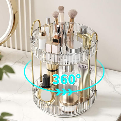360° Rotating Makeup Organizer, Large-Capacity Skincare Make Up Storage 2 Tier - Image 5