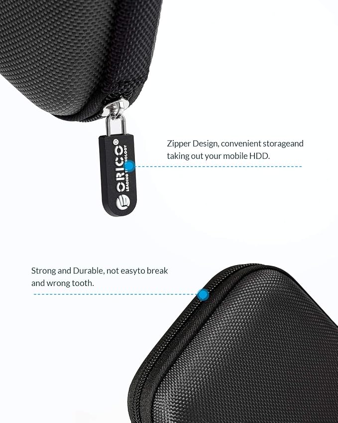 ORICO Hard Drive Case 2.5 inch External Drive Storage Carrying Bag Waterproof - Image 4