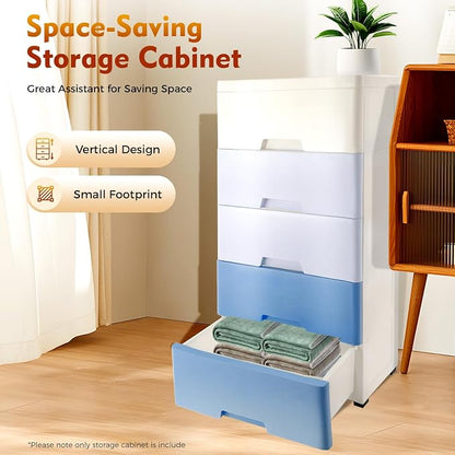 Plastic Drawers Dresser Storage Cabinet, Movable Vertical Chest of Drawers in - Image 3