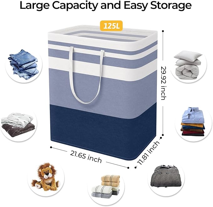 HomeHacks 2-Pack Large Laundry Basket, Waterproof, Freestanding Laundry Hamper - Image 4