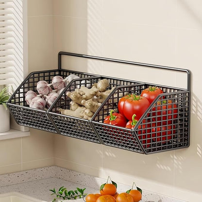 Hanging Wire Fruit Basket with Adhesive Hooks, Hanging Fruit Baskets - Image 9