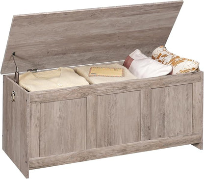 HOOBRO Storage Bench, 39.3" Retro Wooden Storage Chest, Wooden Storage Trunk - Image 9