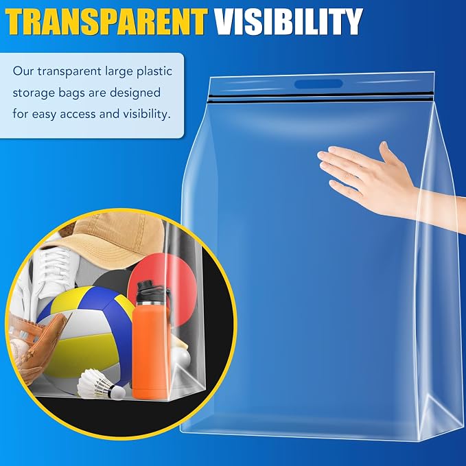 BURVAGY 6Pack Extra Large Plastic Storage Bags 10 Gallons 24"x20"x7" Zero BPA - Image 7