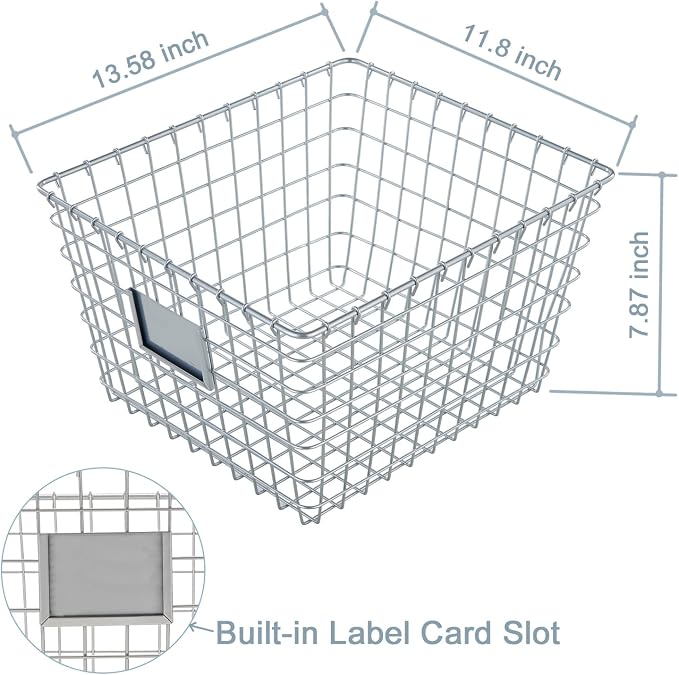 JUNCHU CHERRY 【Extra Large】 Wire Handmade Basket 4 Packs, Kitchen Bathroom - Image 2
