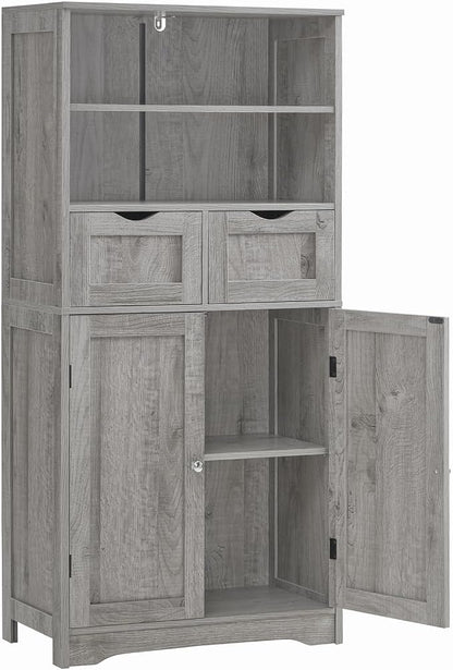 Iwell Storage Cabinet with 2 Drawers & Adjustable Shelf, Tall Bathroom Cabinet by IWELL