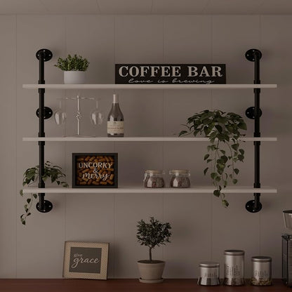 HDDFER Industrial Pipe Shelving Rustic White Pipe Wall Shelves Industrial by industrialpipeshelving