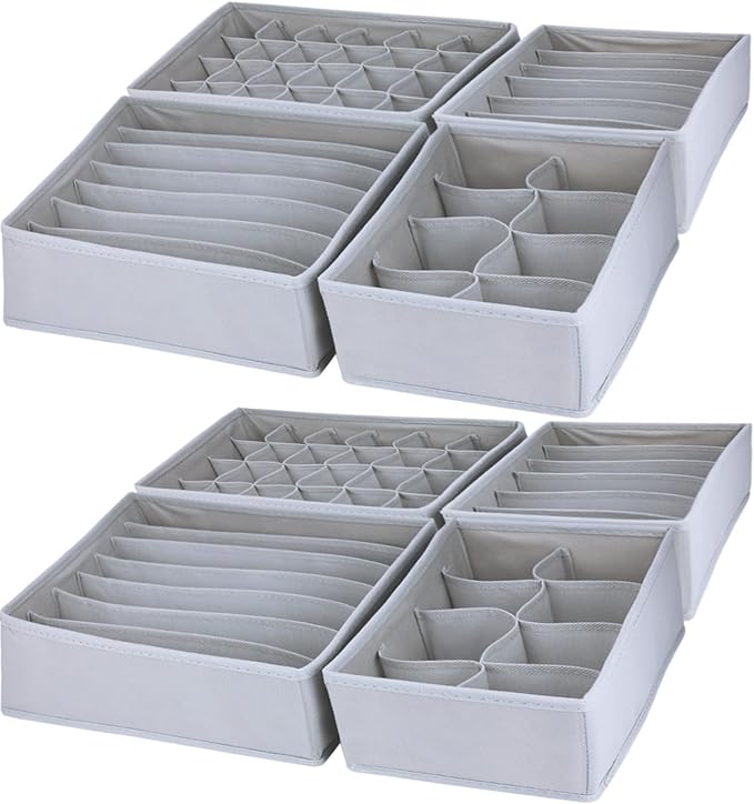 Dresser Drawer Organizer 8 Pack Clothes Underwear Sock Storage Light Gray by Bazasa