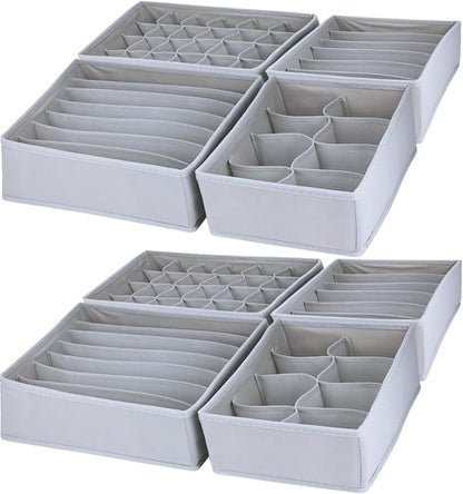 Dresser Drawer Organizer 8 Pack Clothes Underwear Sock Storage Light Gray by Bazasa