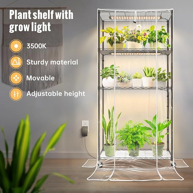 Indoor Greenhouse with Grow Light and Shelves - Image 3