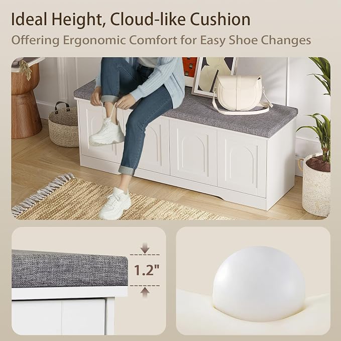 DINZI LVJ Shoe Bench, Entryway Storage Bench - Image 3