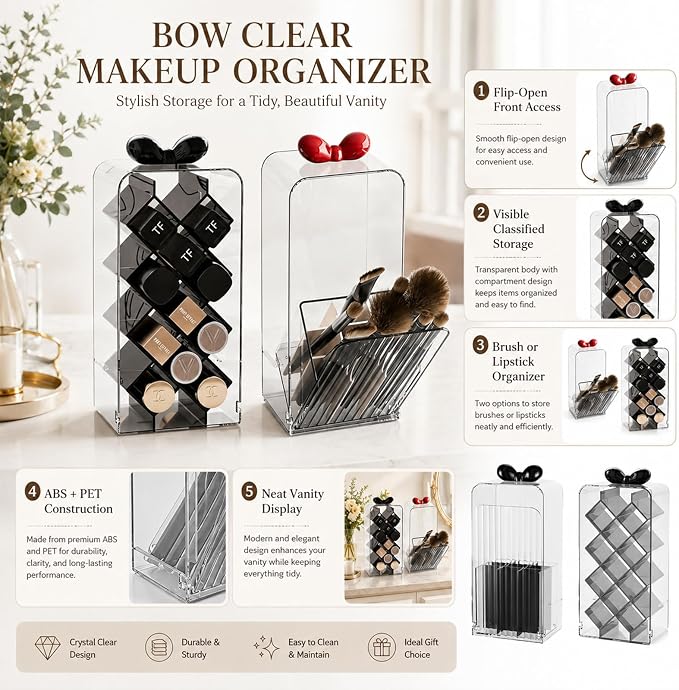 Bow Clear Makeup Organizer - Image 4
