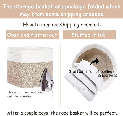 Storage Cubes 11 Inch Cotton Rope Woven Storage Basket - Image 5