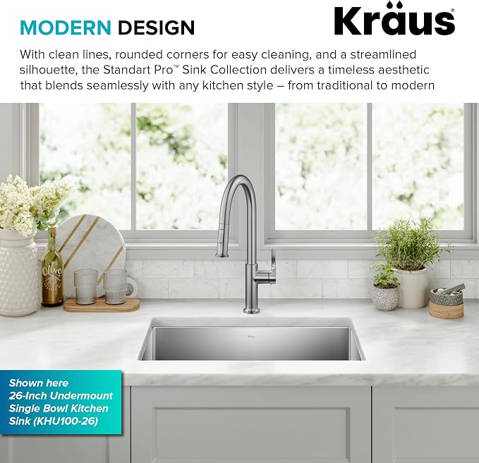 KRAUS Standard PRO 23-Inch 16 Gauge Undermount Single Bowl Stainless Steel - Image 5