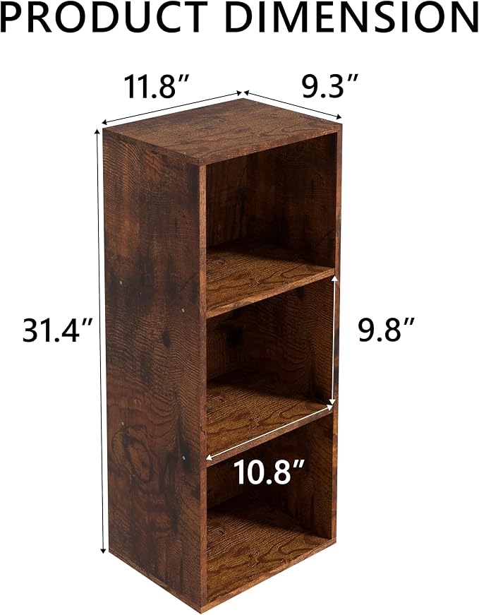 Wooden 3 Cube Storage Organizer, 3 Tier Storage Cubes Storage Display Cubby - Image 3