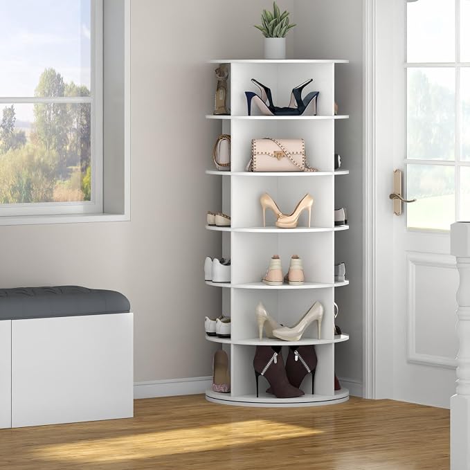 Gyfimoie Rotating Shoe Rack, 6-Tier Spinning Shoe Tower, Free Standing - Image 7
