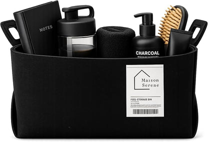 Collapsible Felt BLACK Storage Basket by Unknown