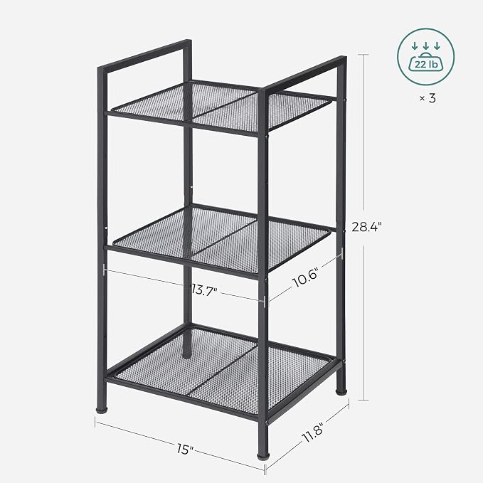 SONGMICS 3-Tier Storage Rack, Bathroom Shelf, Extendable Plant Stand - Image 3