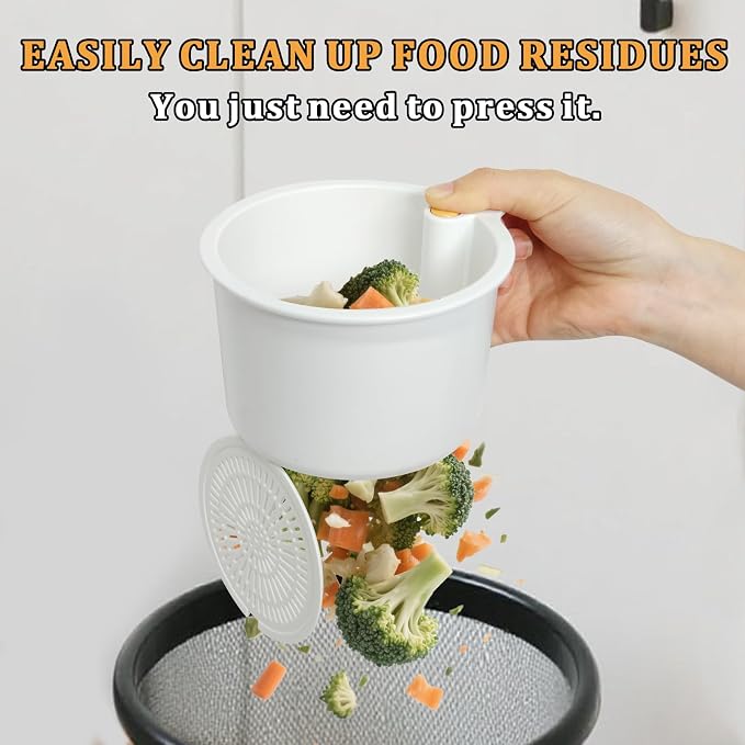 Sink Strainer Basket with One-Touch Drain Mesh, Snap-On Strap & Detachable - Image 5