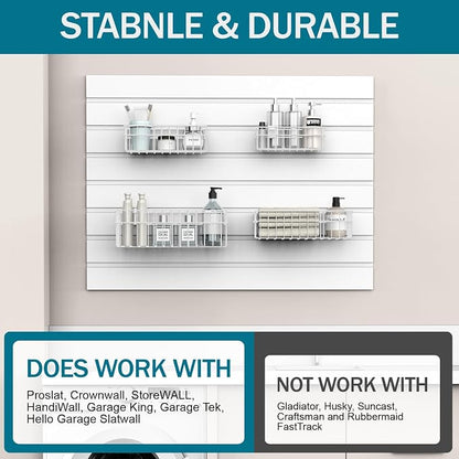 4 Pack Large Slatwall Baskets Set, Ventilated Metal Hanging Storage Slat Wall - Image 5
