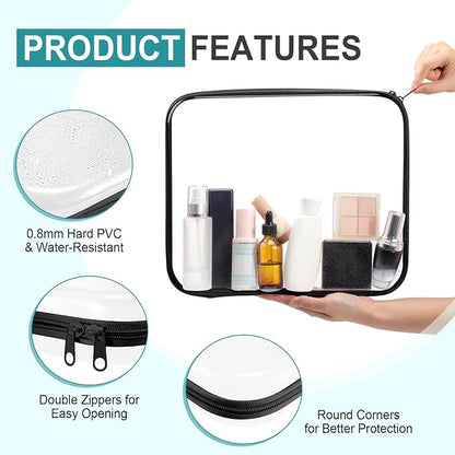 Sanwuta 6 Pcs Clear Hard Zipper Case Hard Plastic Zipper Pouches Transparent - Image 3