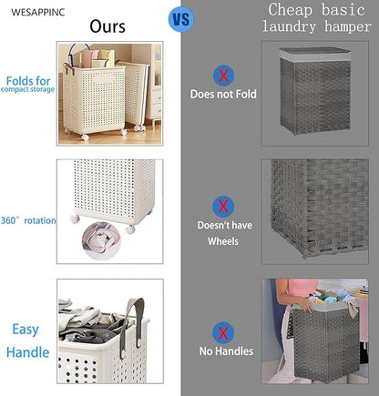 WESAPPINC Collapsible Large Laundry Hamper, Plastic Laundry Basket - Image 4