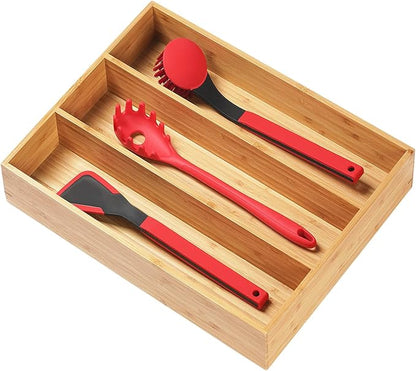 Umilife Bamboo Kitchen Utensils Organizer, 13 Inch Drawer Dividers by Umilife