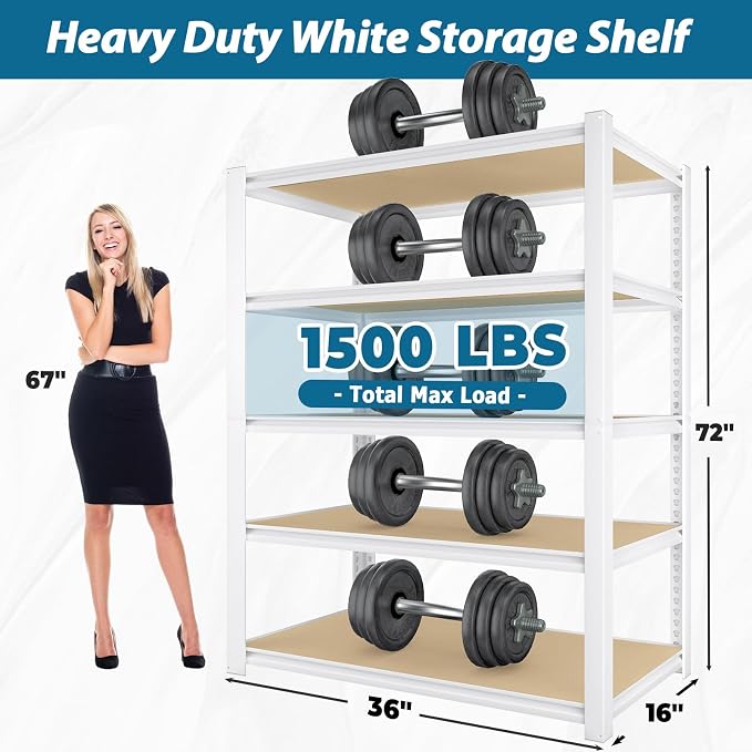 PrimeZone 36" W x 16" D x 72" H Closet Storage Shelves - Image 3