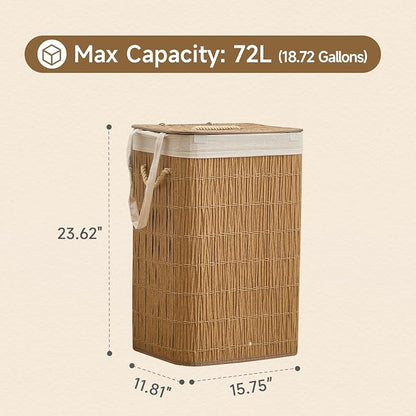 Laundry Hamper with Lid, 18.72 Gallons Laundry Basket with 2 Removable Liner - Image 4