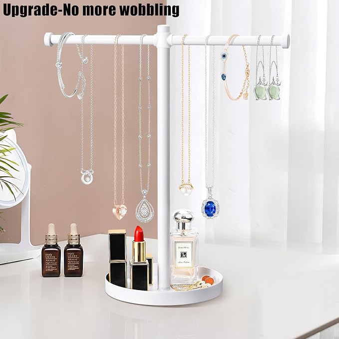 Jewelry Necklace Organizer Stand, 12.9" Tall Sturdy Metal Jewelry Stand - Image 2
