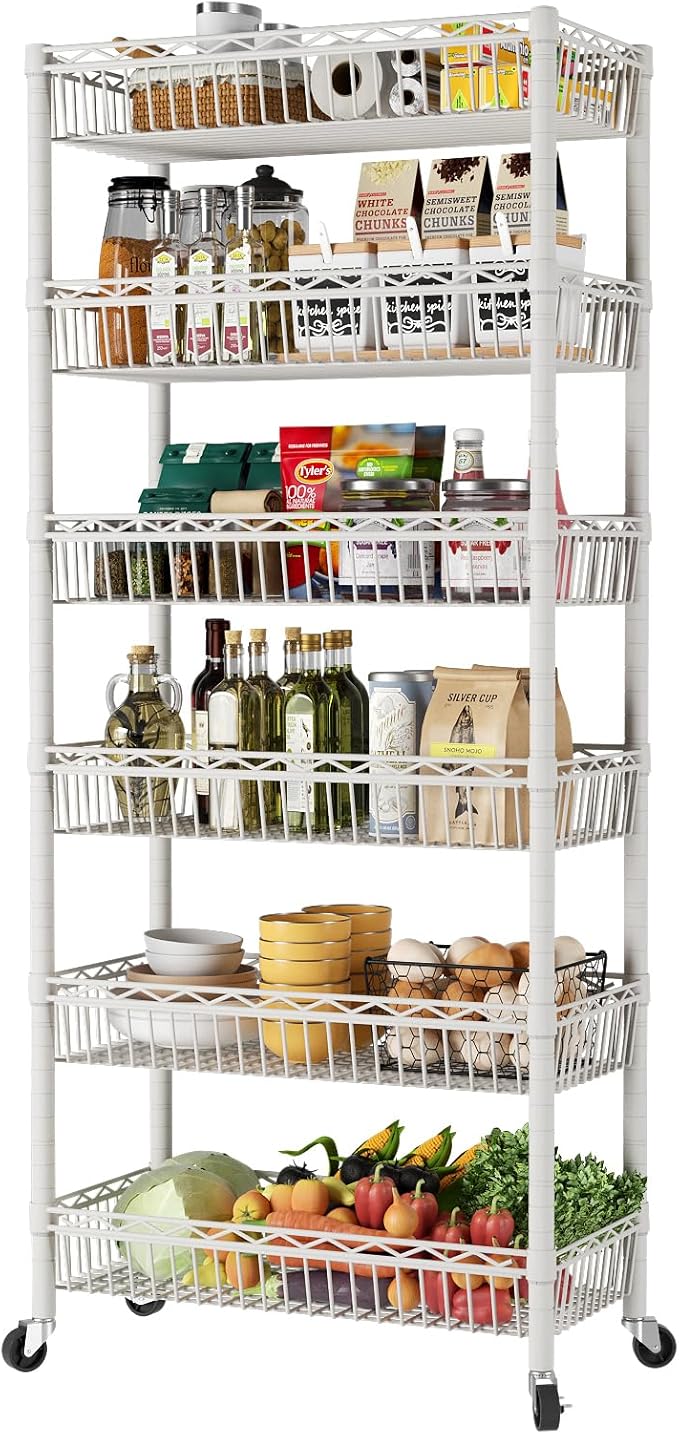 SINGAYE 6 Tier Big Basket Shelf Wire Shelving Unit Adjustable Storage Shelves by SINGAYE