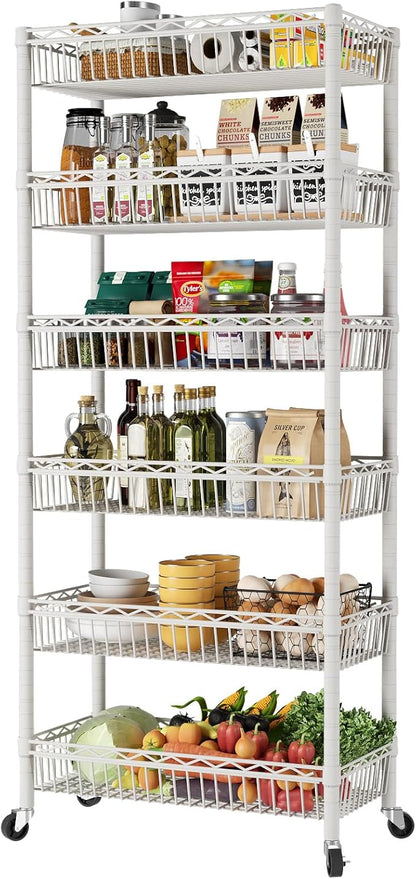SINGAYE 6 Tier Big Basket Shelf Wire Shelving Unit Adjustable Storage Shelves by SINGAYE