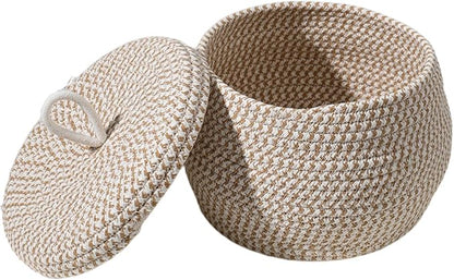 Rope Basket – Straw Woven 21x21x17cm | Round Cotton Rope Storage Basket - Image 9