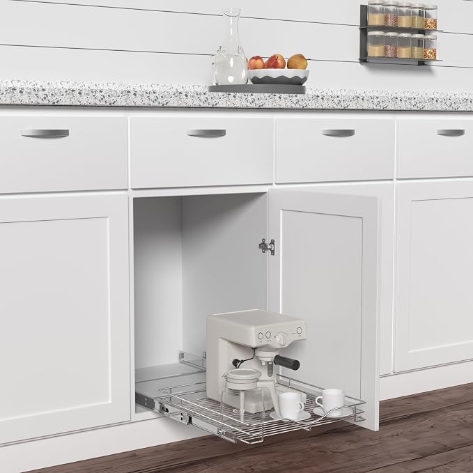 DINDON Pull Out Cabinet Organizer, Heavy-Duty Metal Sliding Drawer Shelf - Image 4