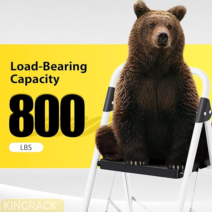 KINGRACK 4 Step Folding Ladder, 800lbs Capacity Step Stool - Image 4