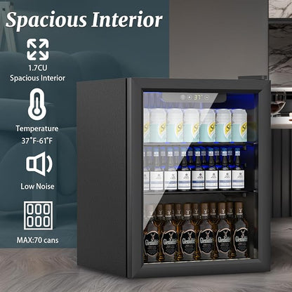 1.7 Cu.ft Beverage Refrigerator Cooler, 72 Cans Mini Fridge - Image 2