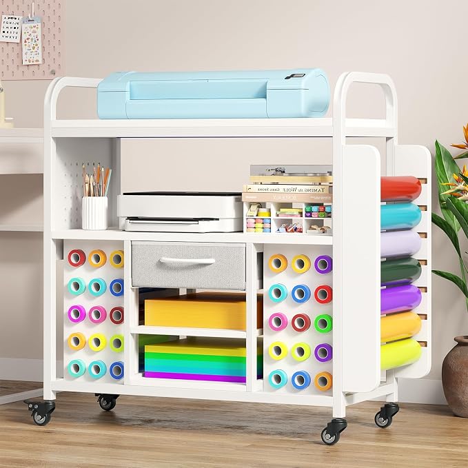 Craft Organization and Storage Cart, Large Rolling Craft Organizer Workstation by KNOWORLD